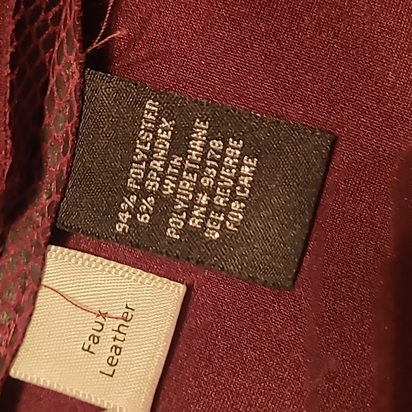 Catherine Malandrino dark burgundy faux leather open jacket Sz 2X - Picture 9 of 10
